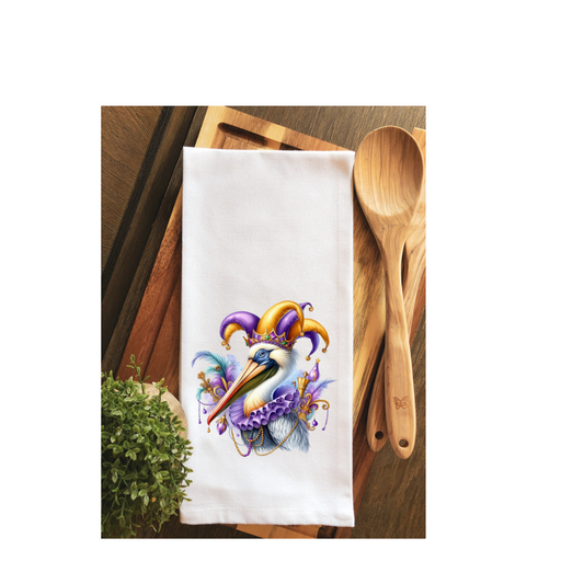 Mardi Gras Bougie Pelican Tea Towel - Kitchen Towel