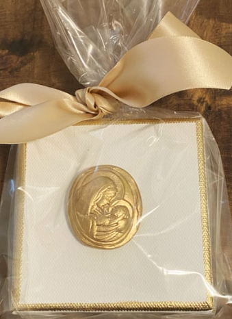 Hand Brushed Gold Leaf Mary & Jesus Intaglio Canvas
