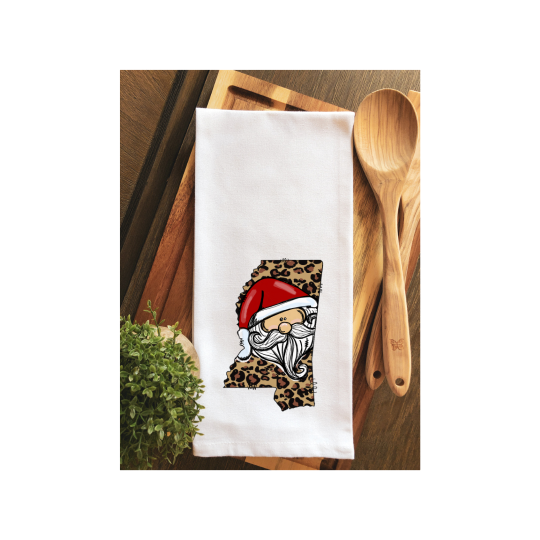 Mississippi Leopard Santa Tea Towel - Hand Towel