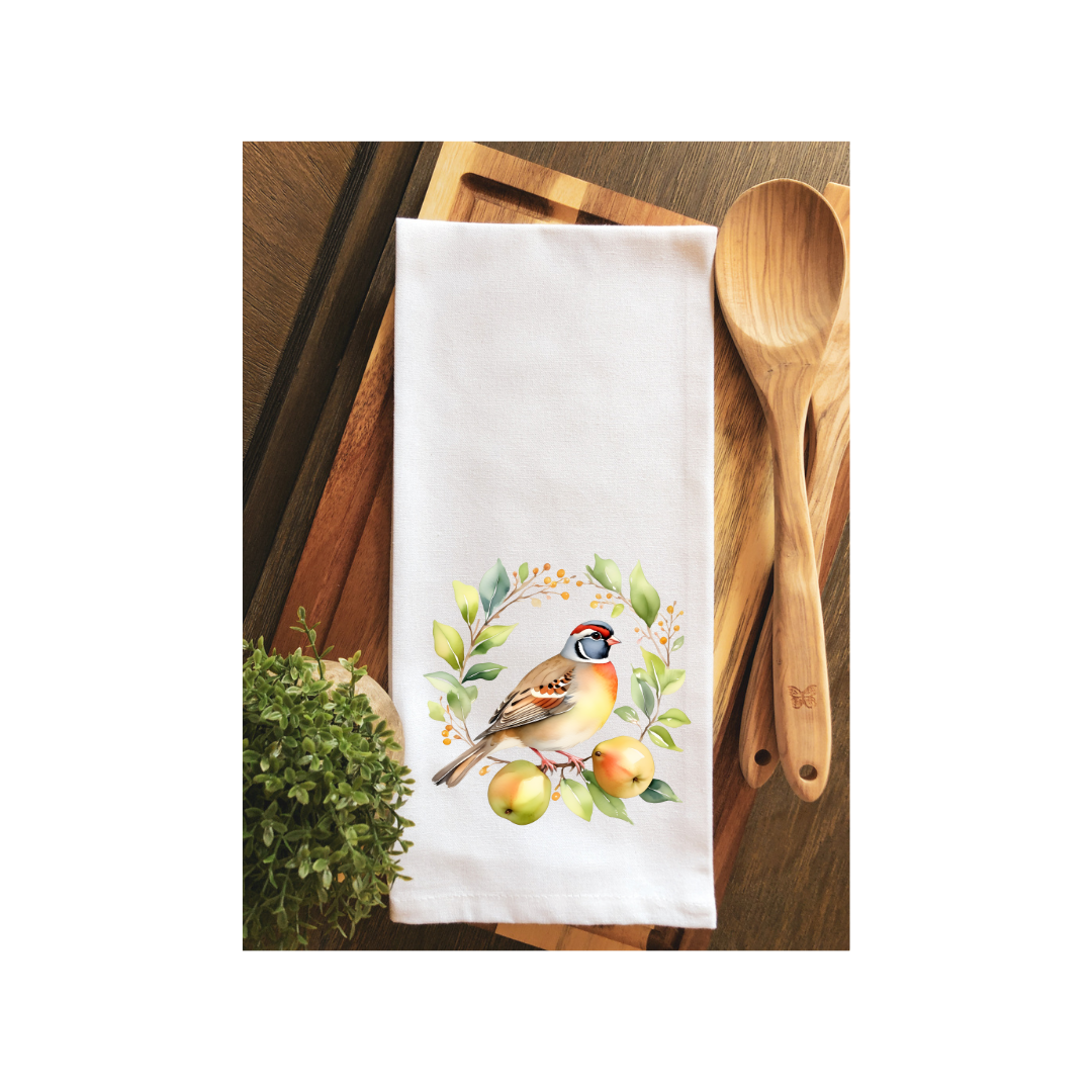 Partridge in a Pear Wreath Tea Towel - Hand towel