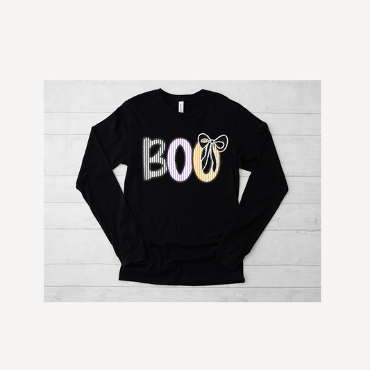 Preppy Seersucker Style BOO Long Sleeve Halloween Tee