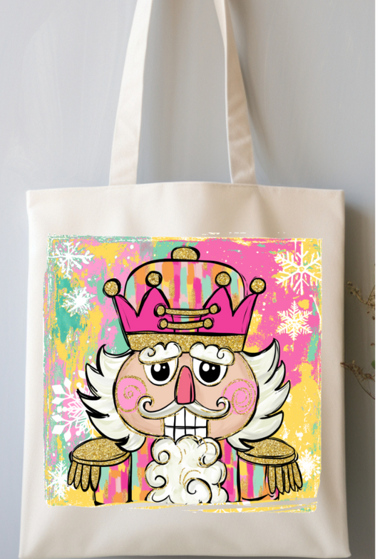 Preppy Watercolor Nutcracker Canvas Tote Bag