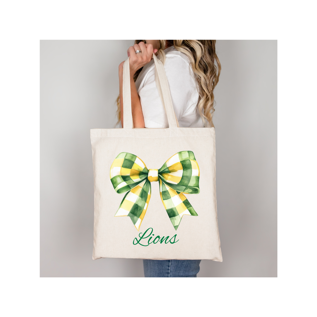 Preppy Plaid Coquette SLU Lions Tote