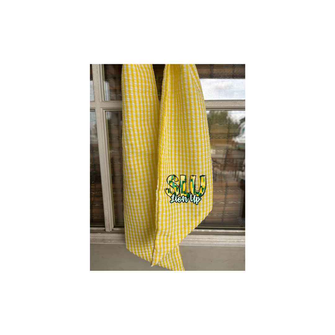 Preppy Gingham SLU Lion Up Gameday Wreath Sash