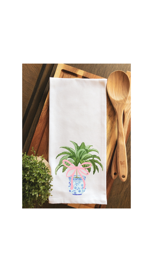 Chinoiserie Palm Plant Tea Towel - Hand Towel