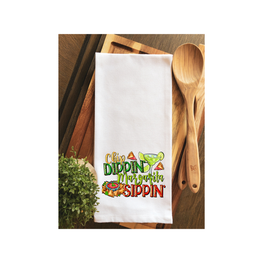 Cinco de Mayo Chip Dippin' Margarita Sippin' Tea Towel - Kitchen Towel