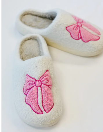 Preppy Coquette Bow Lounge Slippers