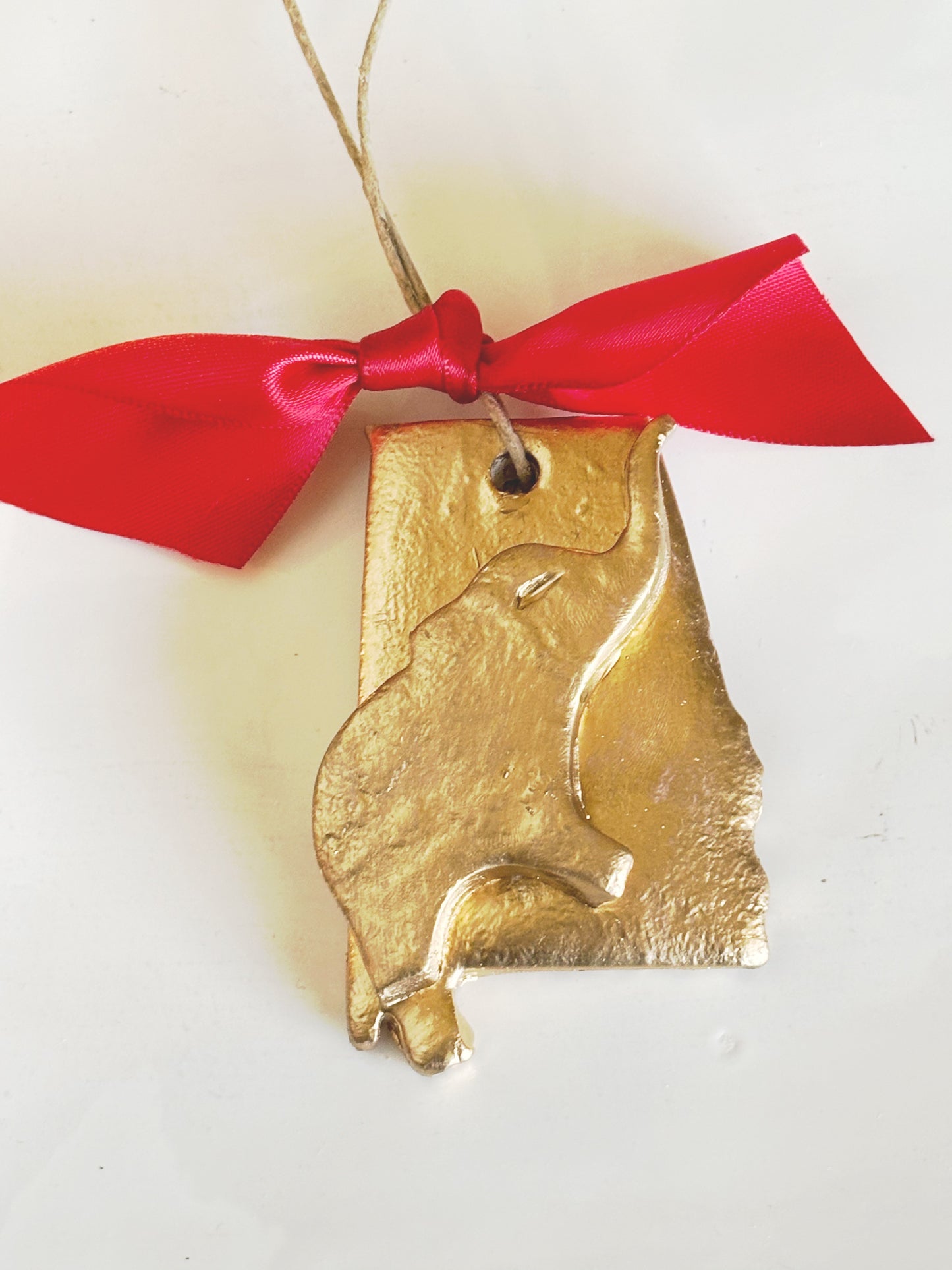 Hand Brushed Gold Leaf Alabama Gameday Christmas Ornament