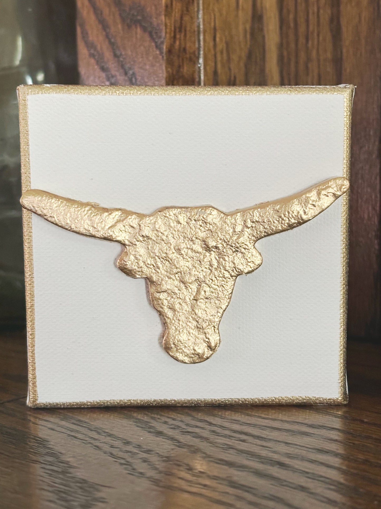 Hand Brushed Gold Leaf Texas Longhorn Canvas Art