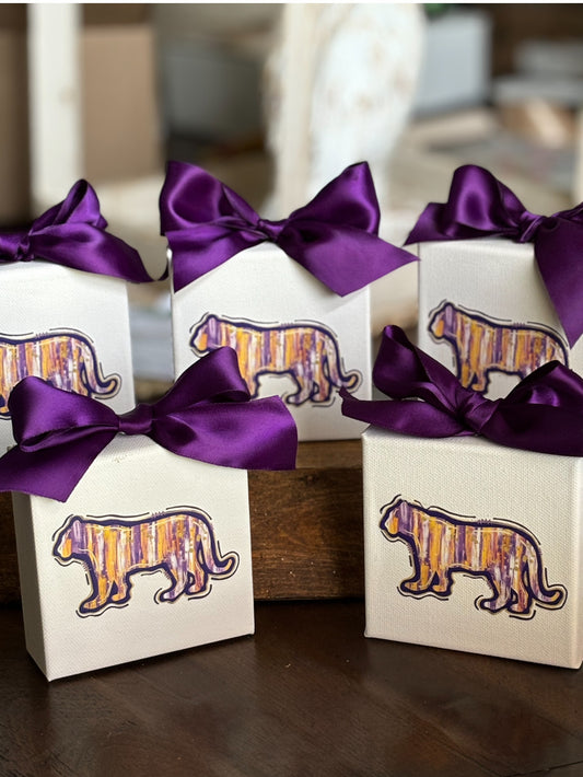 Purple and Gold Watercolor Tiger Gameday Canvas Art