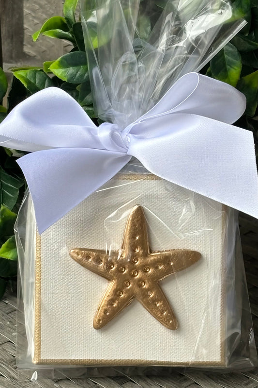 Hand Brushed Gold Leaf Starfish Canvas Art