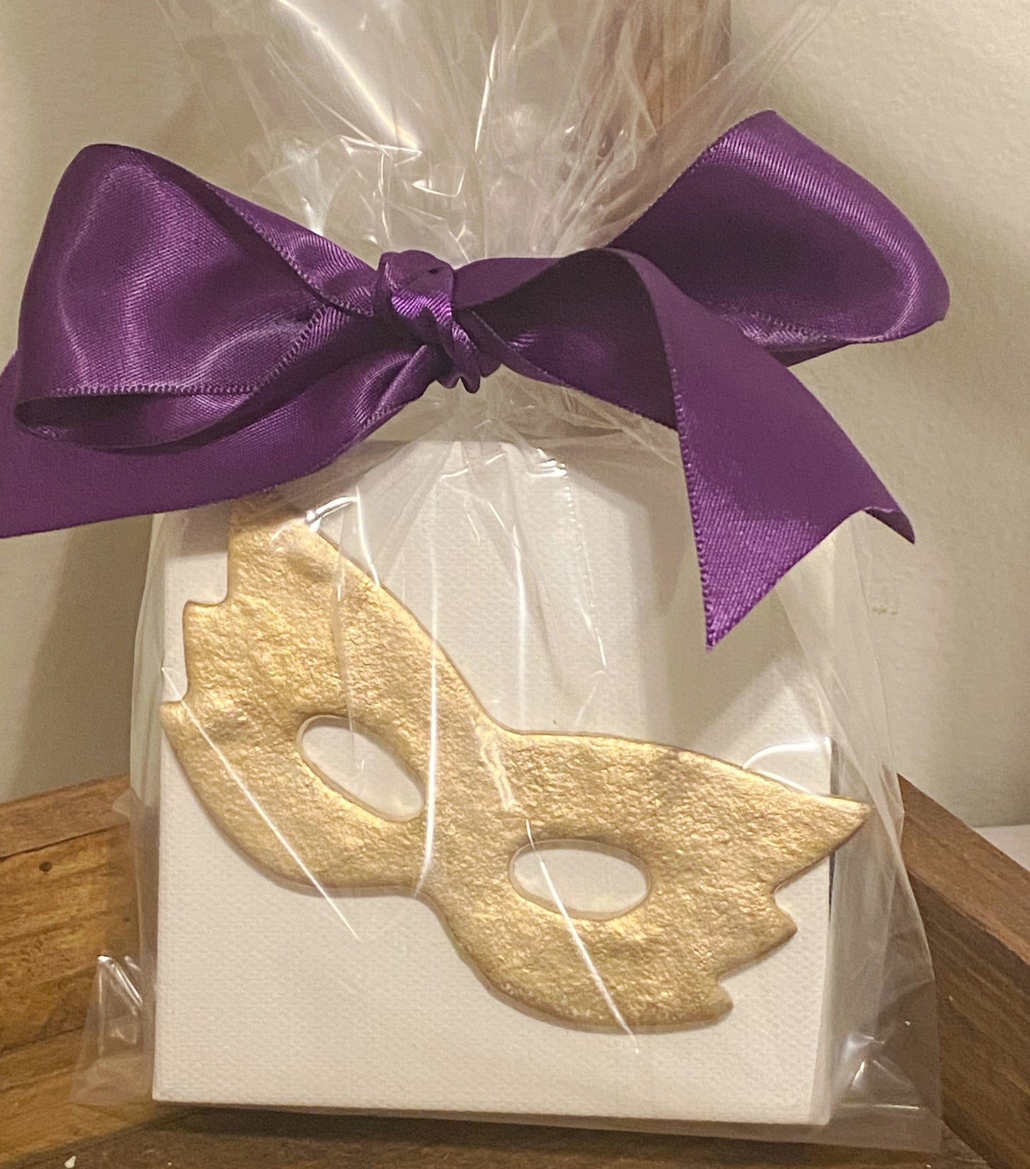 Hand Brushed Gold Leaf Mardi Gras Mask Canvas Art
